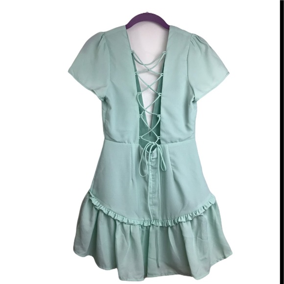 Superdown Revolve Mint Valery Lace Up Mini Dress - Picture 2 of 15